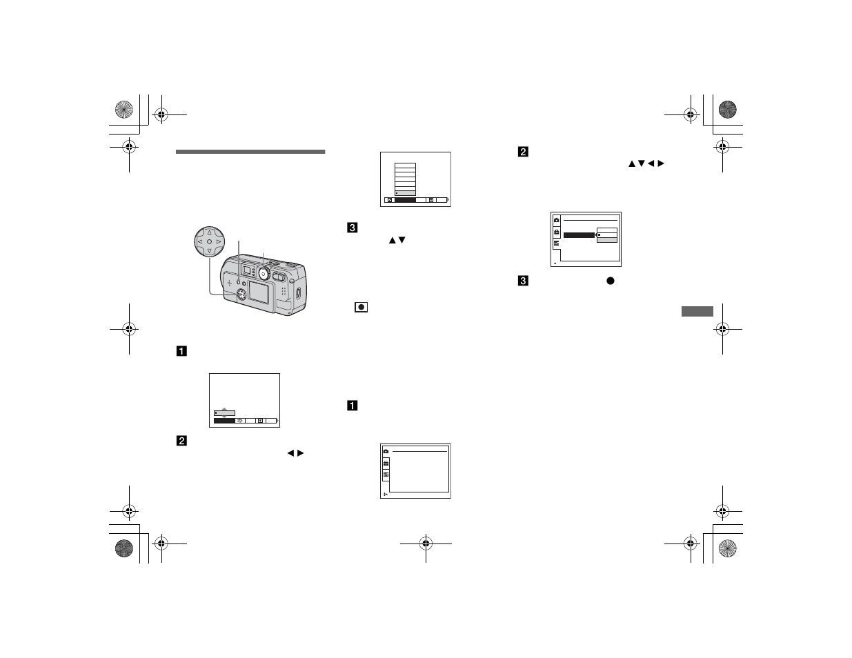 Before advanced operations, How to setup and operate your camera, Changing menu settings | Changing items in the set up screen, Screen | Sony DSC-P71 User Manual | Page 55 / 108