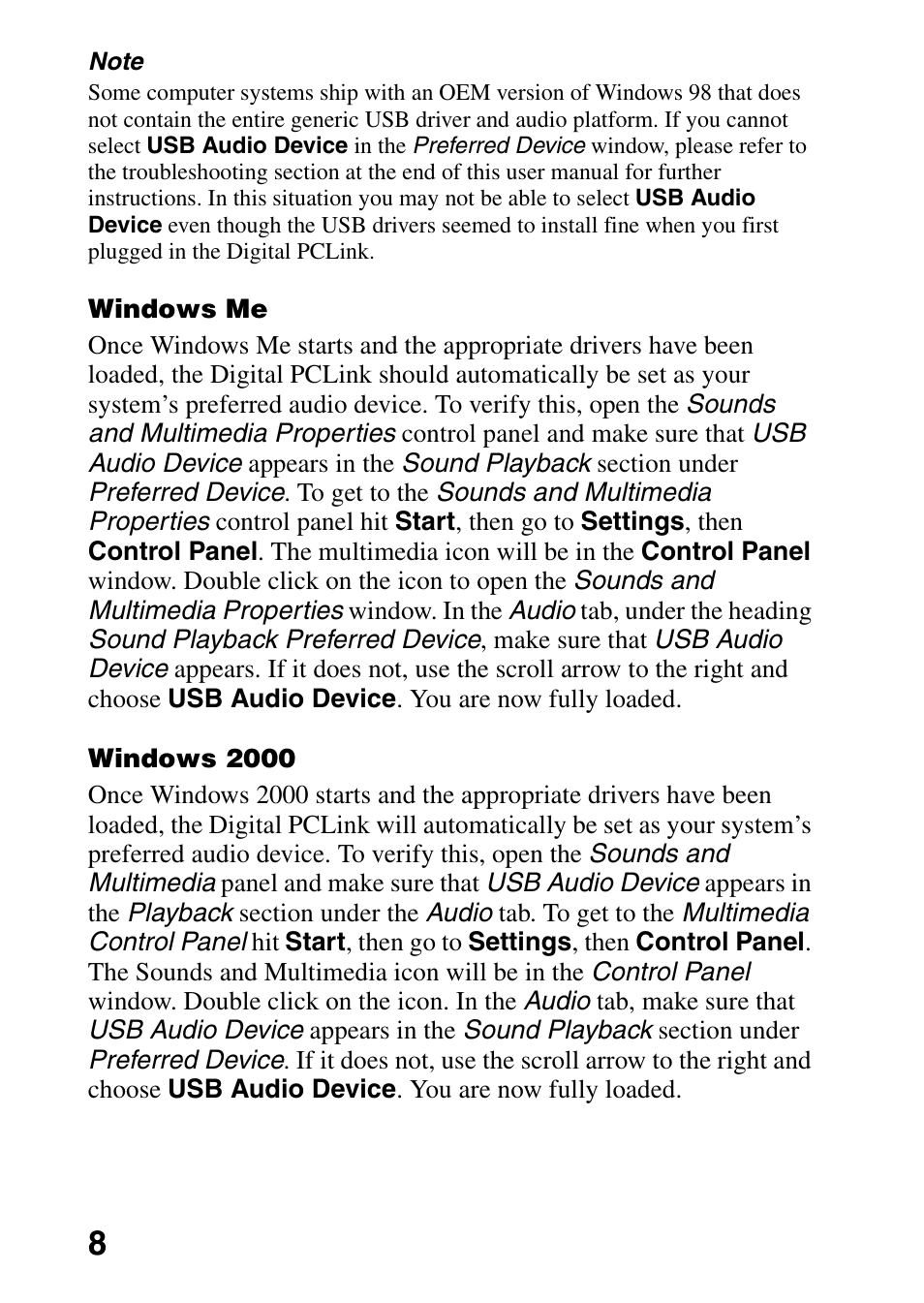 Windows me, Windows 2000, Windows me windows 2000 | Sony DG2 User Manual | Page 8 / 20