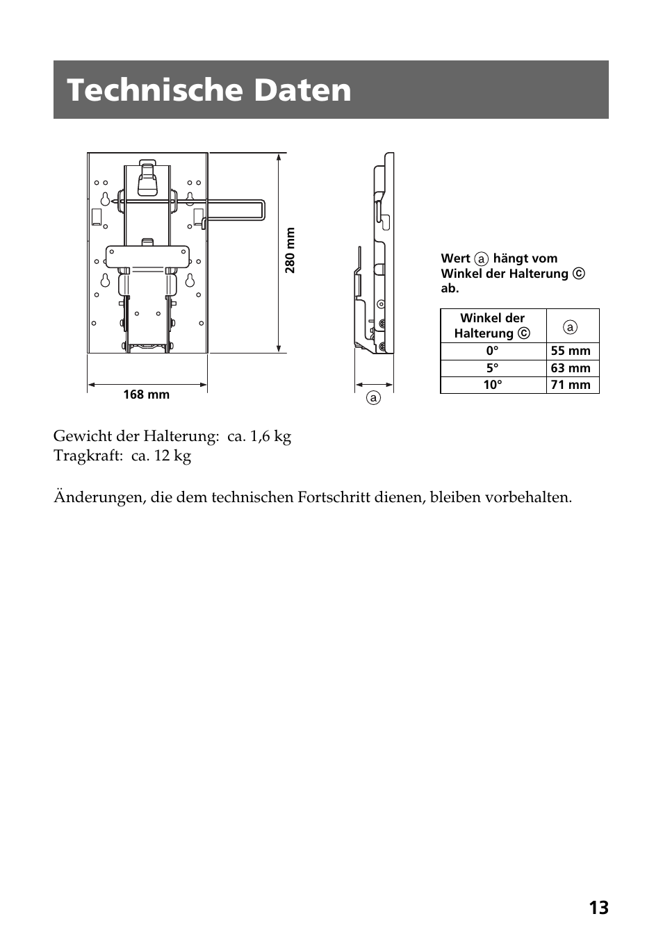 Technische daten | Sony SU-W210 User Manual | Page 25 / 148
