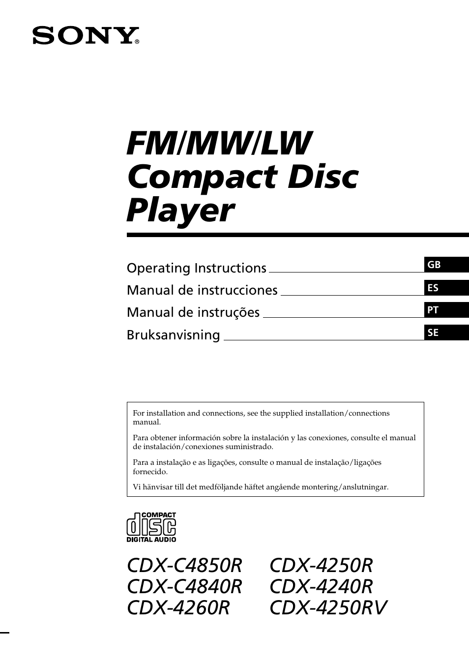 Sony CDX-4260R User Manual | 120 pages