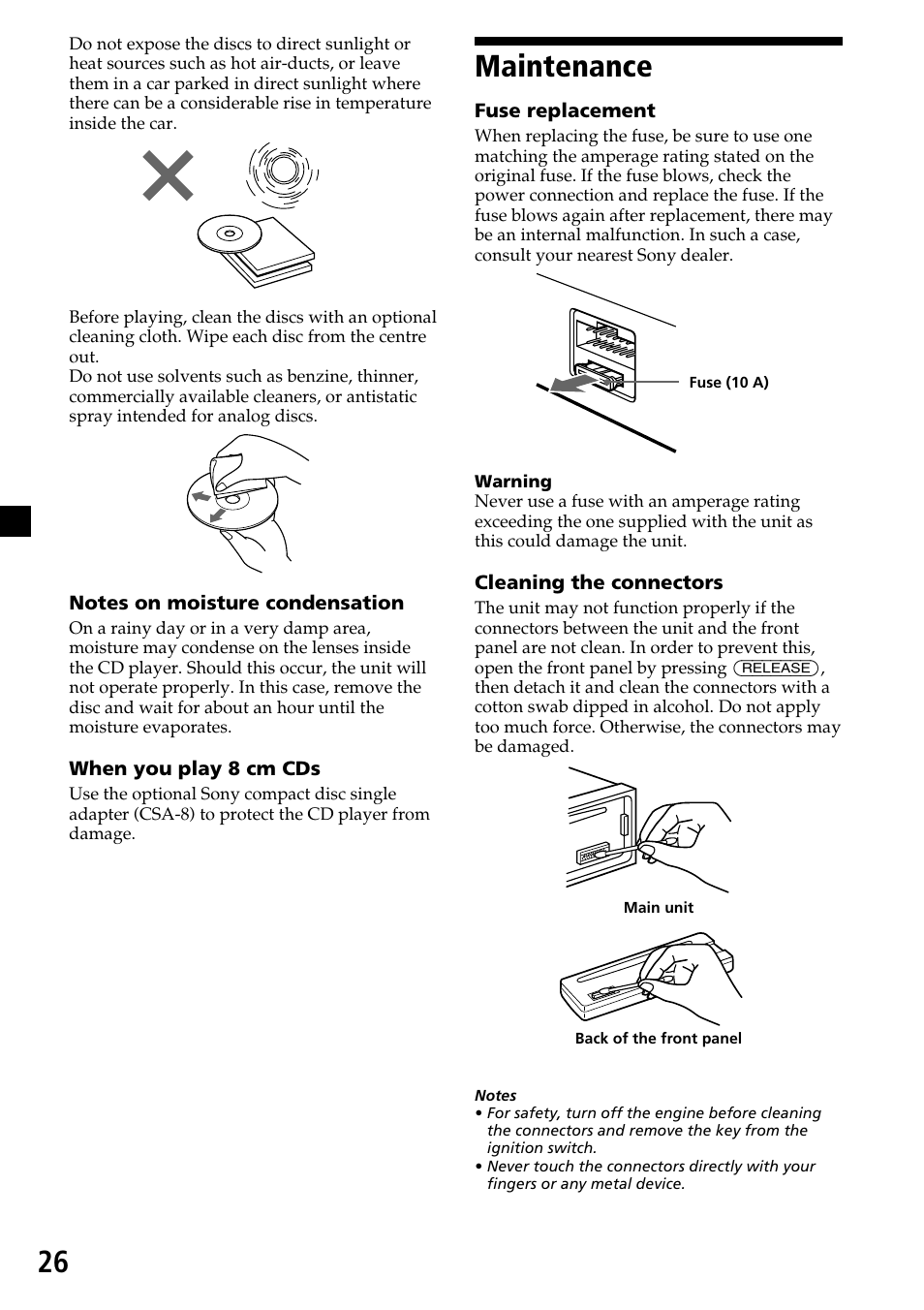 26 maintenance | Sony CDX-4260R User Manual | Page 26 / 120
