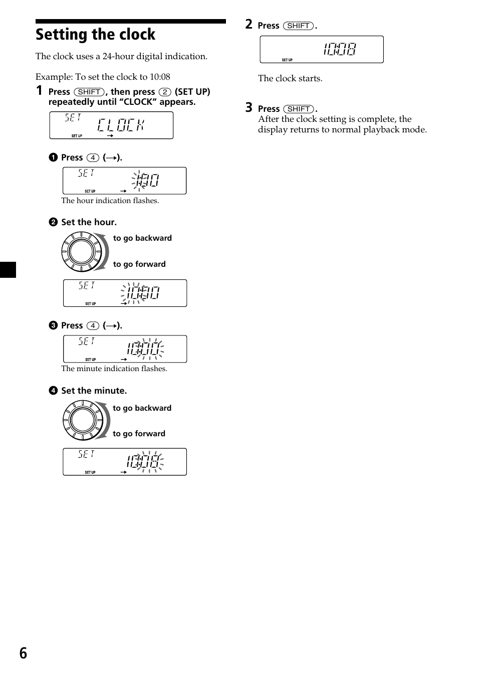 6setting the clock | Sony CDX-4260R User Manual | Page 6 / 120