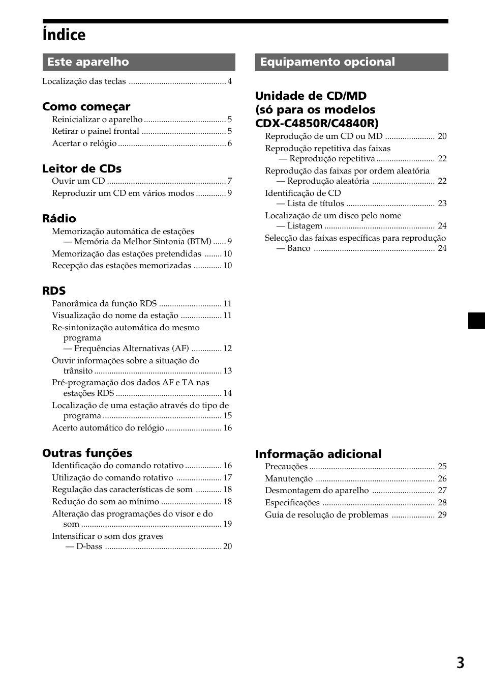 3índice | Sony CDX-4260R User Manual | Page 63 / 120