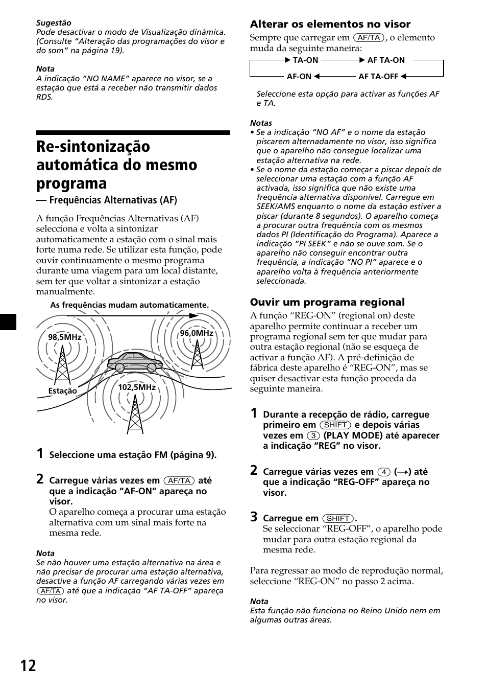 Re-sintonização automática do mesmo programa | Sony CDX-4260R User Manual | Page 72 / 120