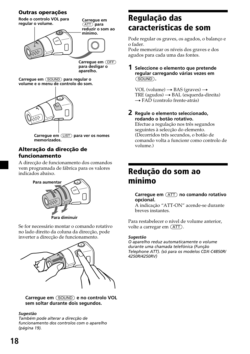 Regulação das características de som, Redução do som ao mínimo | Sony CDX-4260R User Manual | Page 78 / 120