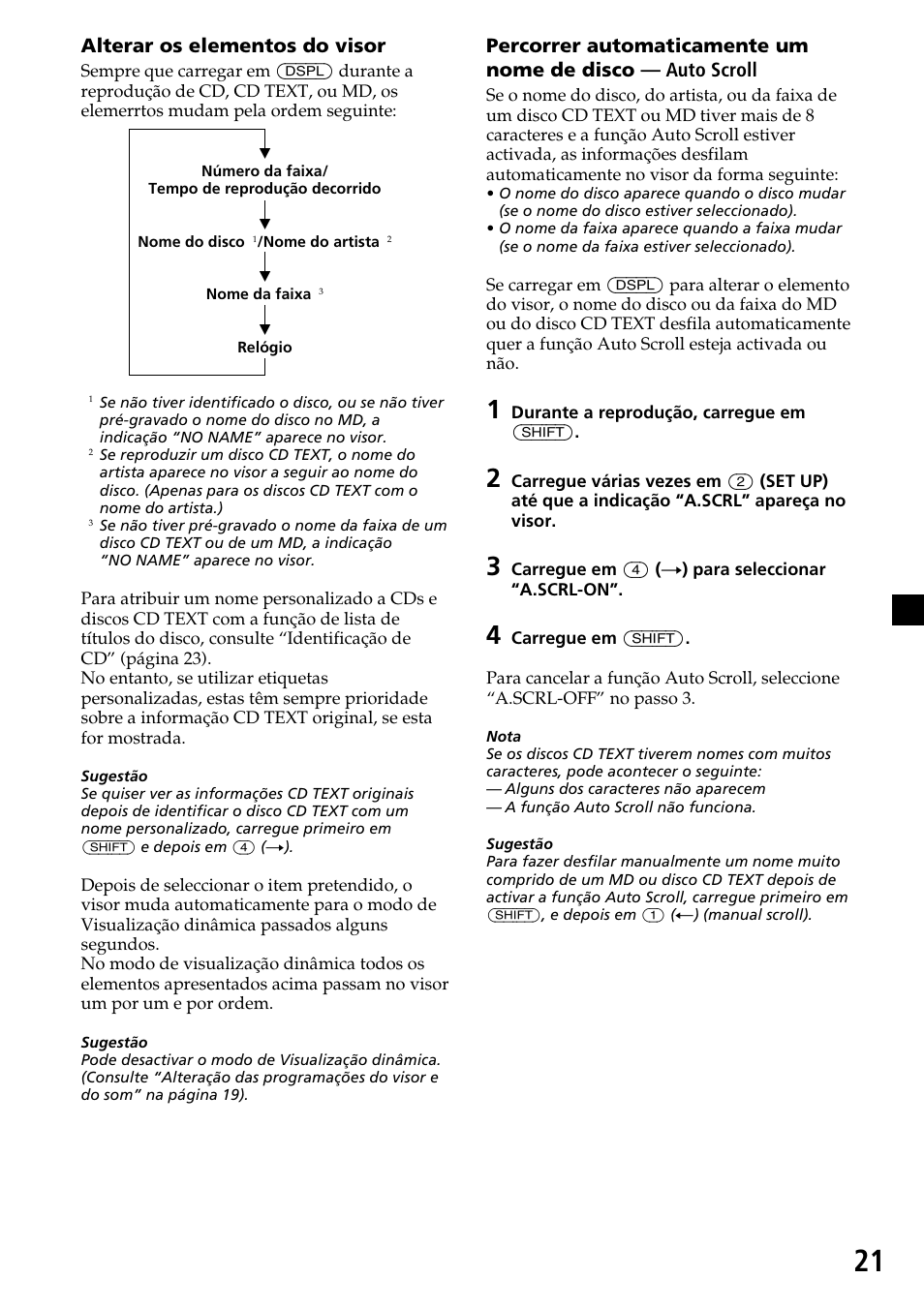 Alterar os elementos do visor | Sony CDX-4260R User Manual | Page 81 / 120