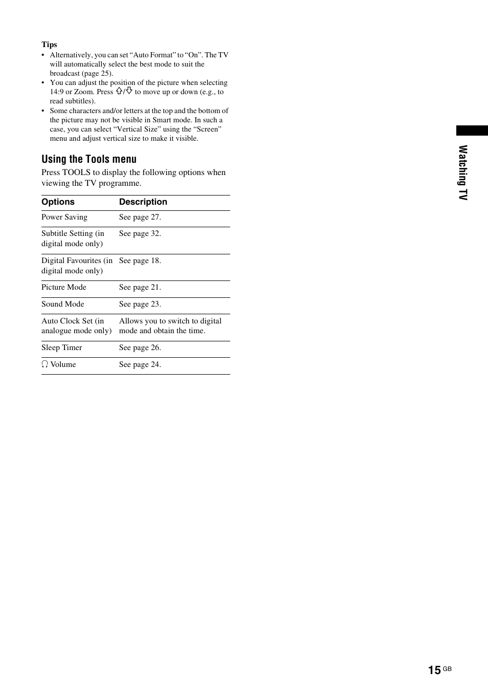 Sony Bravia KDL-26S2020 User Manual | Page 15 / 44