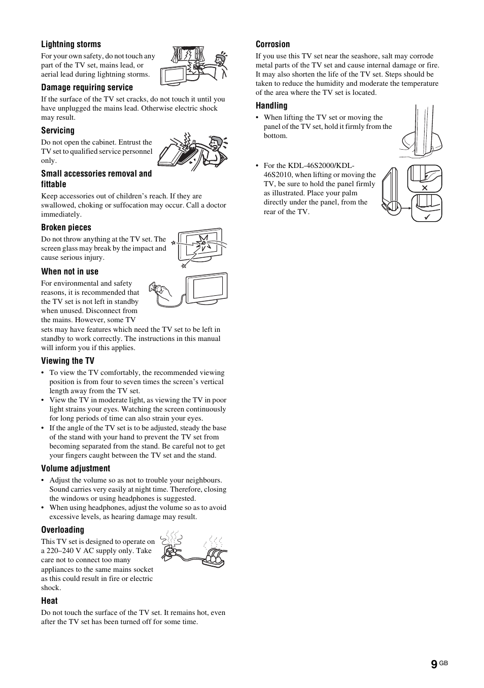 Sony Bravia KDL-26S2020 User Manual | Page 9 / 44