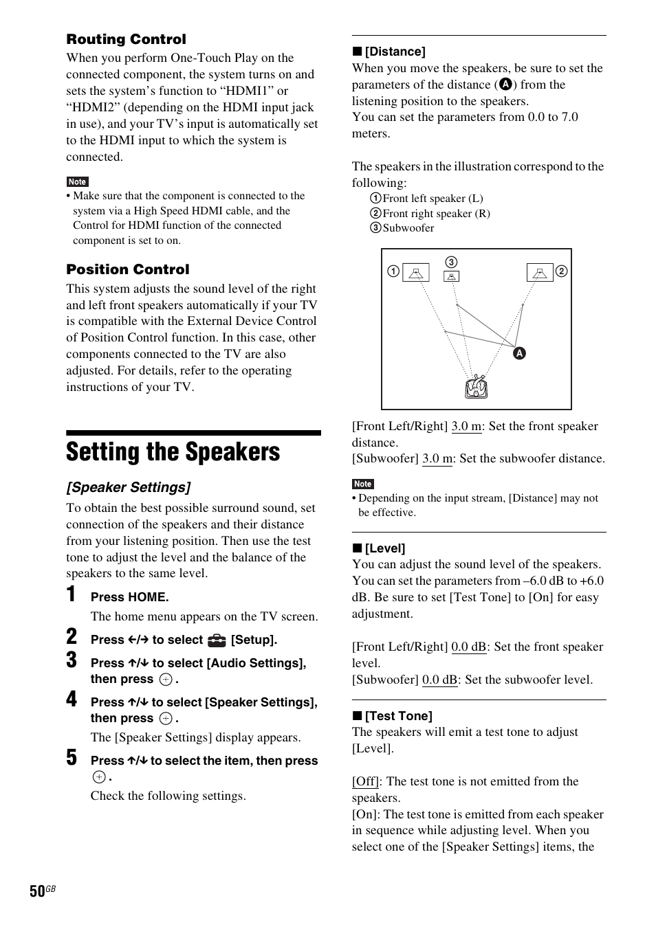 Setting the speakers | Sony BDV-L800 User Manual | Page 50 / 84