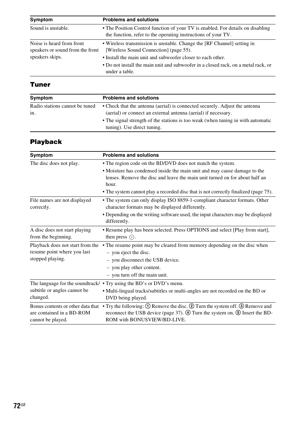 Tuner playback | Sony BDV-L800 User Manual | Page 72 / 84