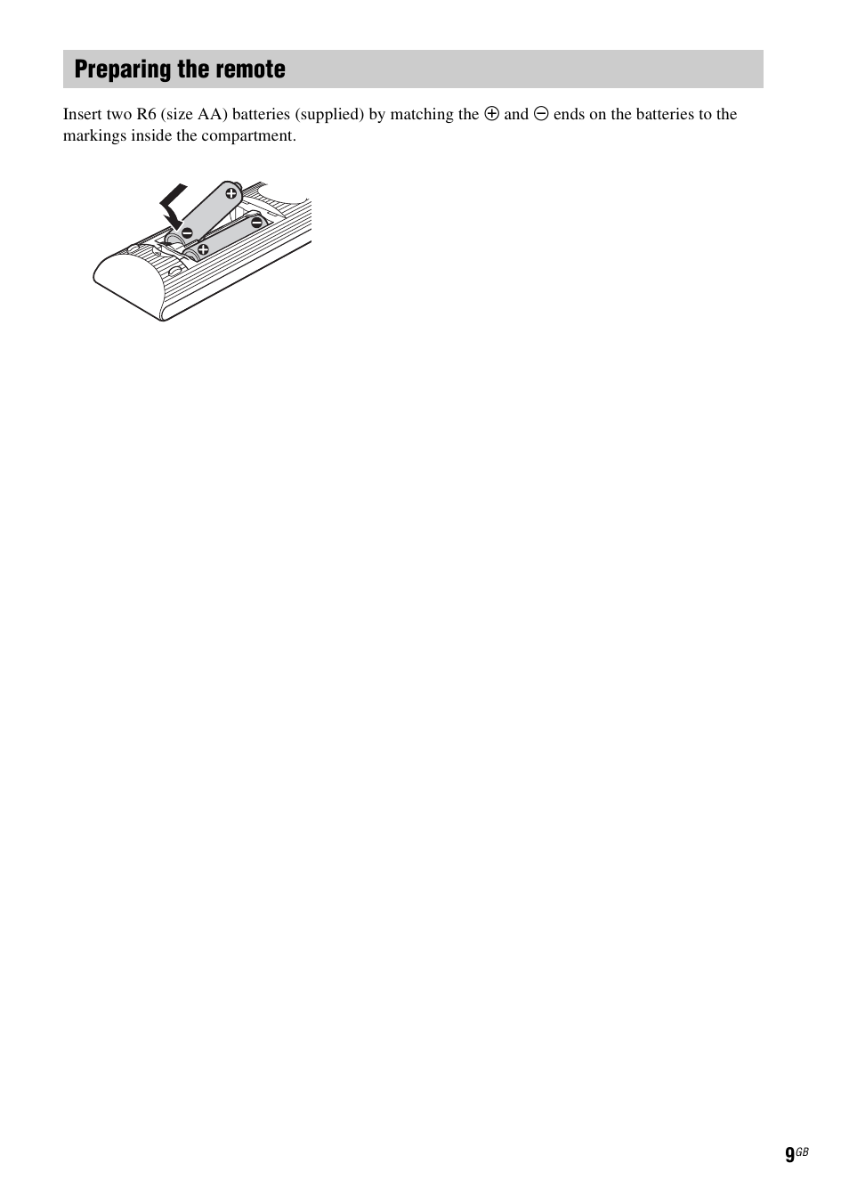Preparing the remote | Sony BDV-L800 User Manual | Page 9 / 84