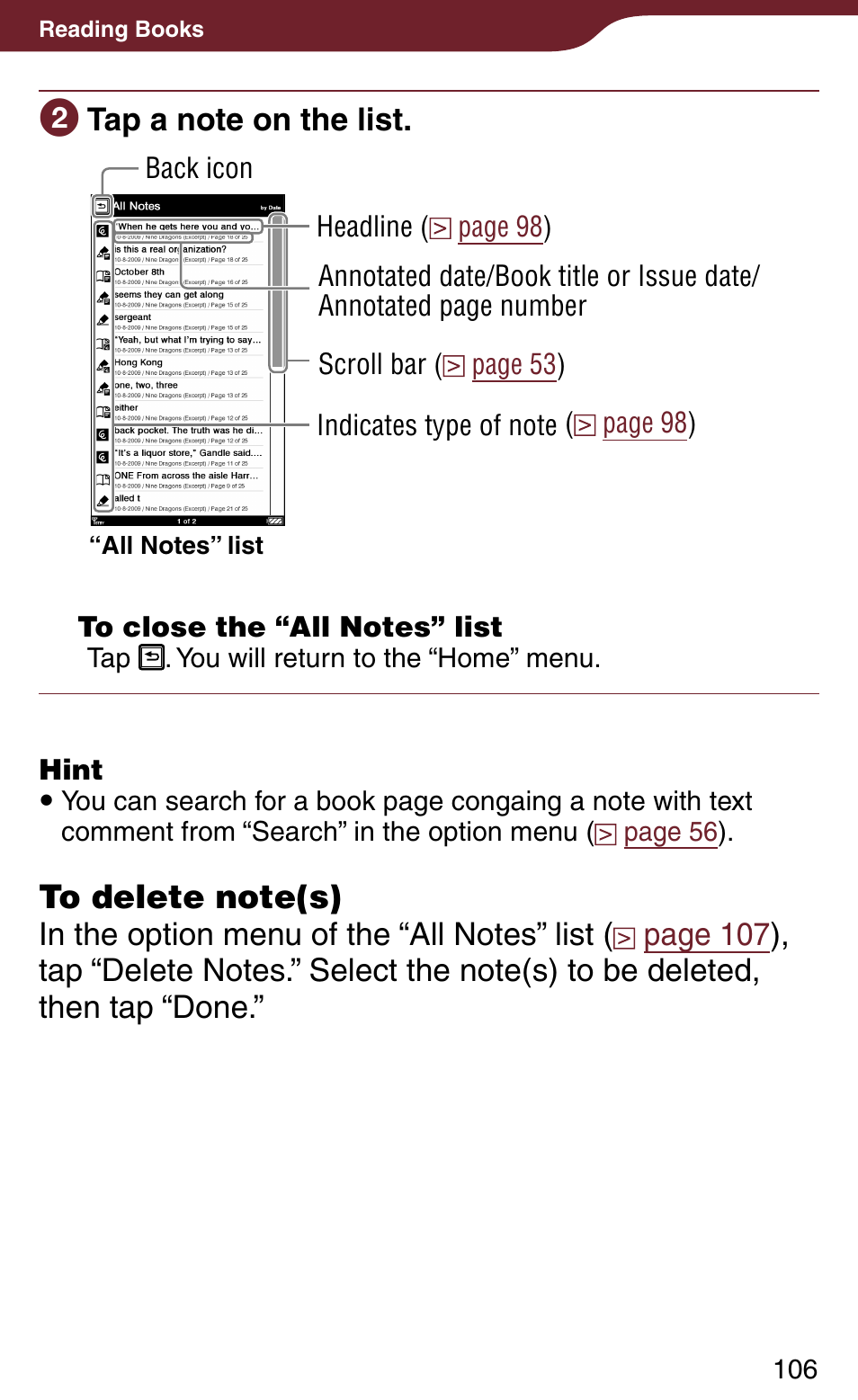 Sony Reader Daily Edition 4-174-983-12(1) User Manual | Page 106 / 202