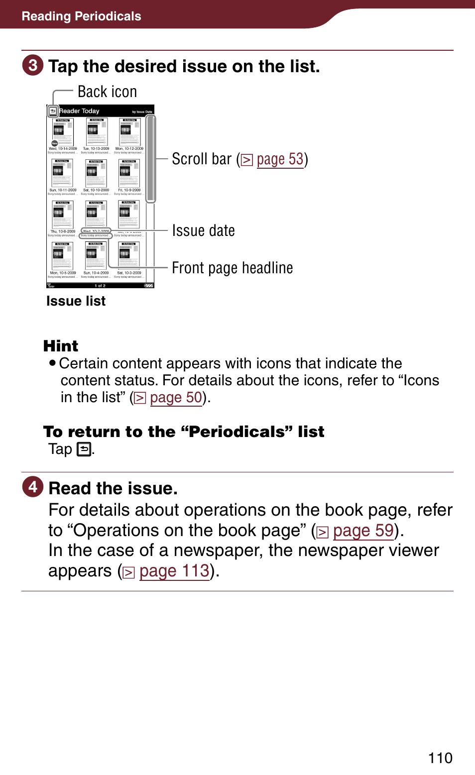 Sony Reader Daily Edition 4-174-983-12(1) User Manual | Page 110 / 202