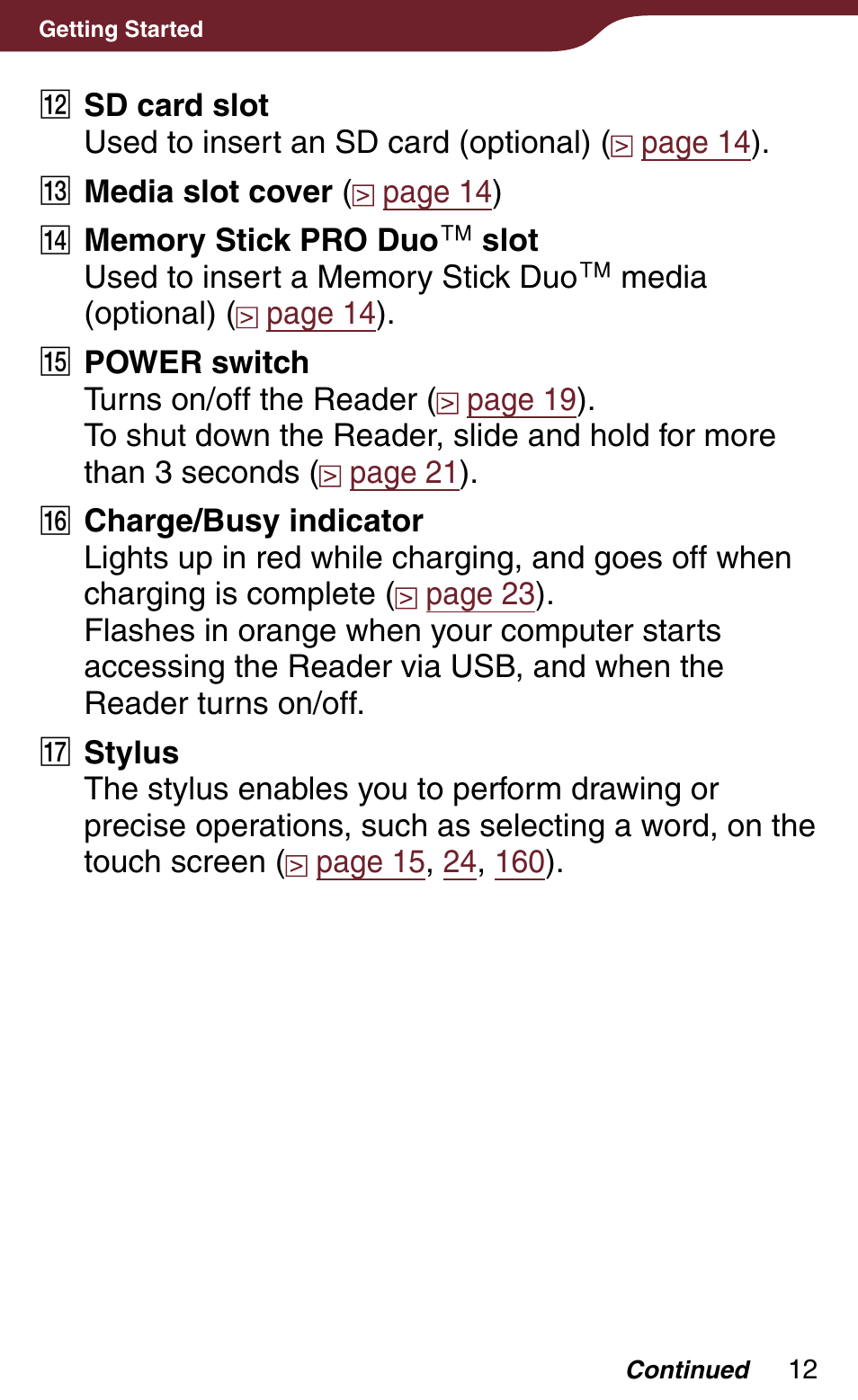 Sony Reader Daily Edition 4-174-983-12(1) User Manual | Page 12 / 202