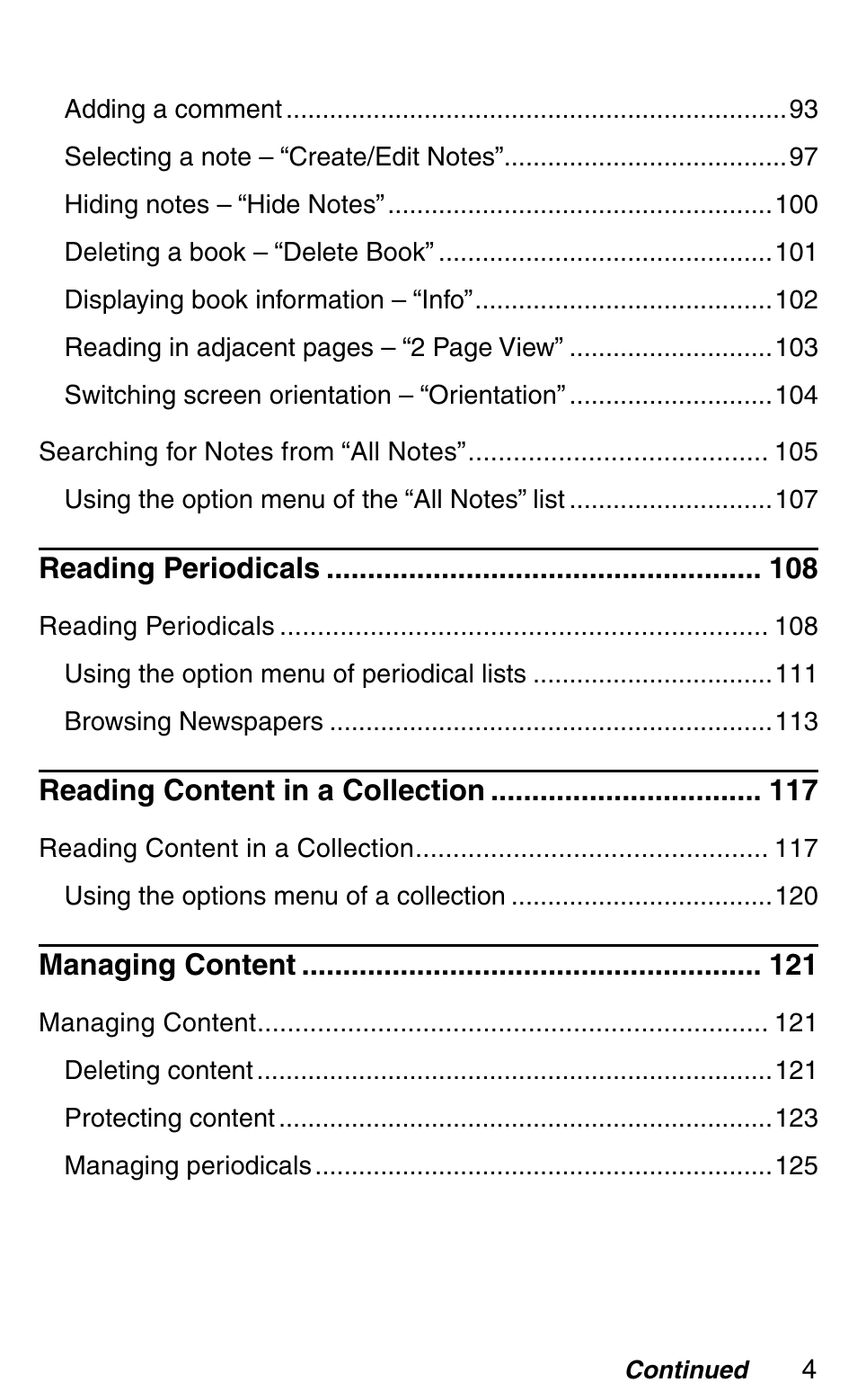 Sony Reader Daily Edition 4-174-983-12(1) User Manual | Page 4 / 202