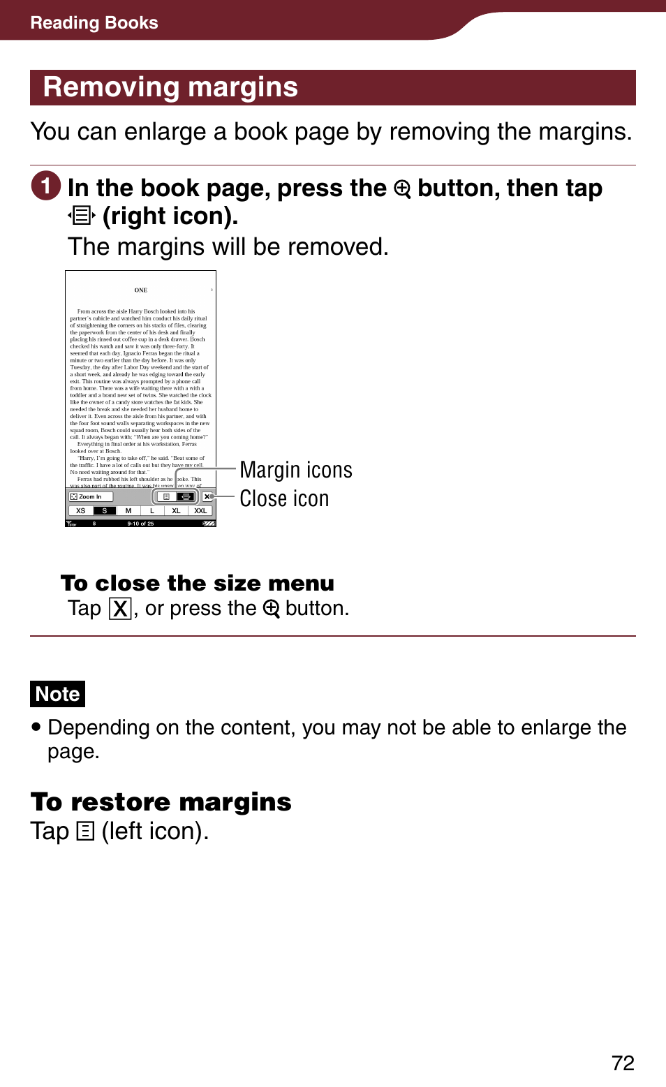 Removing margins | Sony Reader Daily Edition 4-174-983-12(1) User Manual | Page 72 / 202