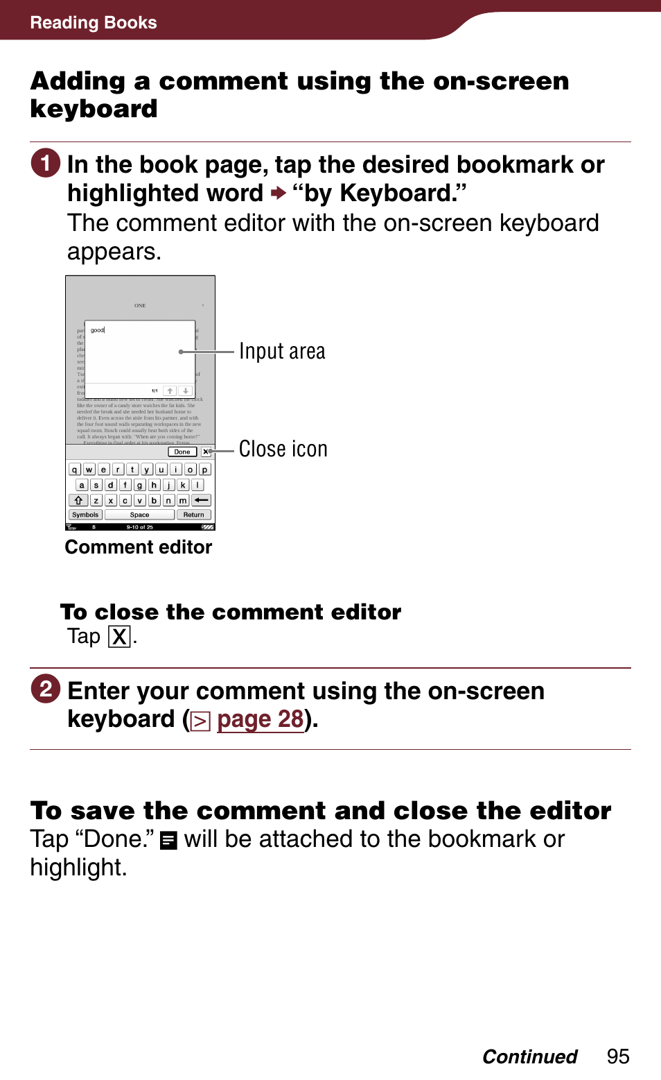 Only in the comment editor, And te | Sony Reader Daily Edition 4-174-983-12(1) User Manual | Page 95 / 202