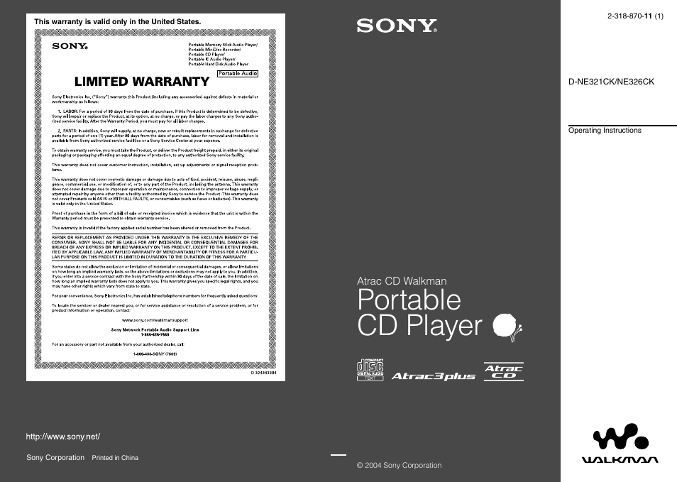 Sony D-NE321CK User Manual | 35 pages