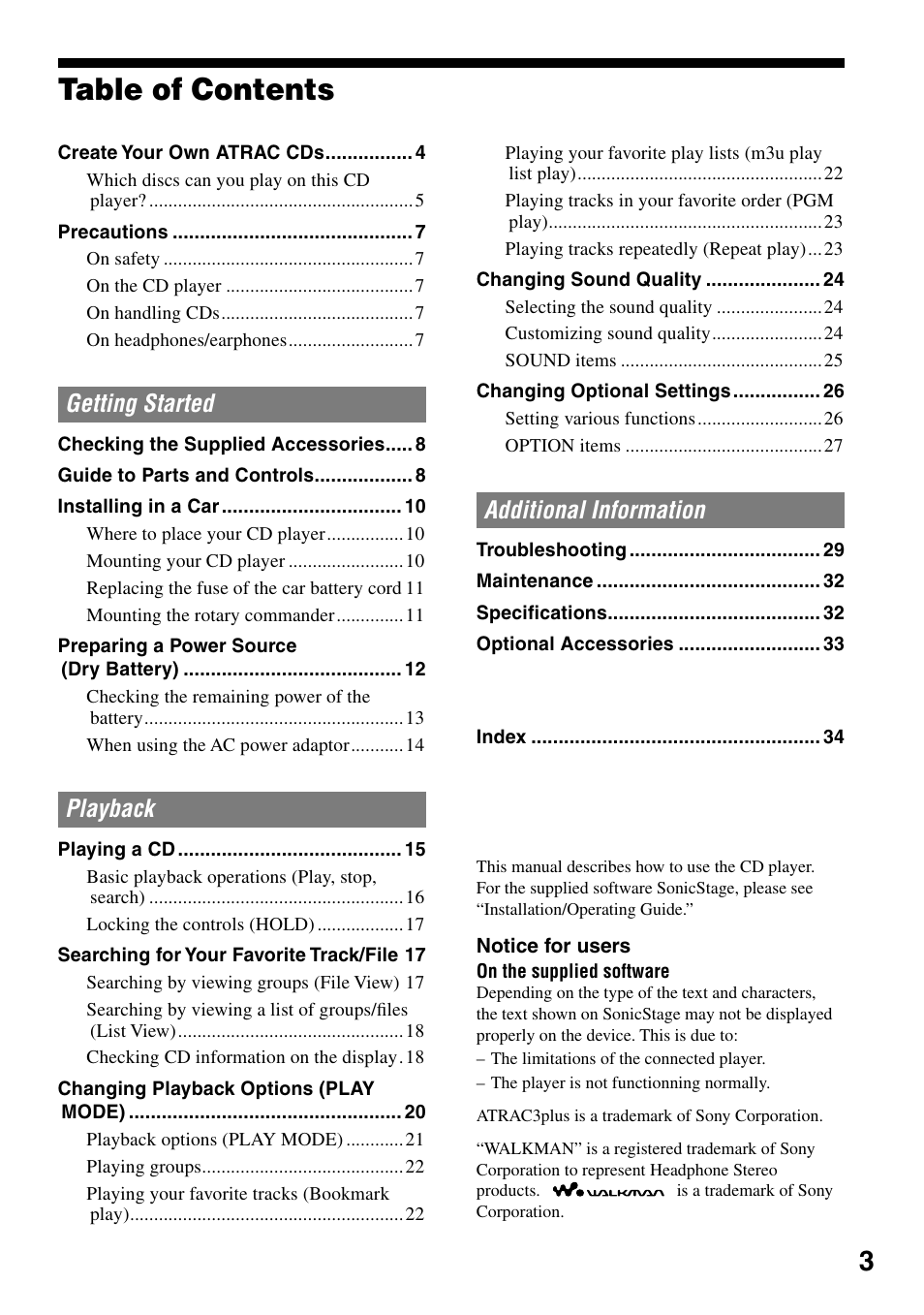 Sony D-NE321CK User Manual | Page 3 / 35