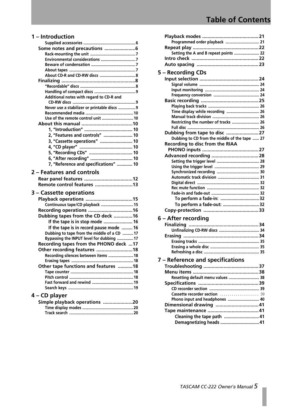 Sony CC-222 User Manual | Page 5 / 42