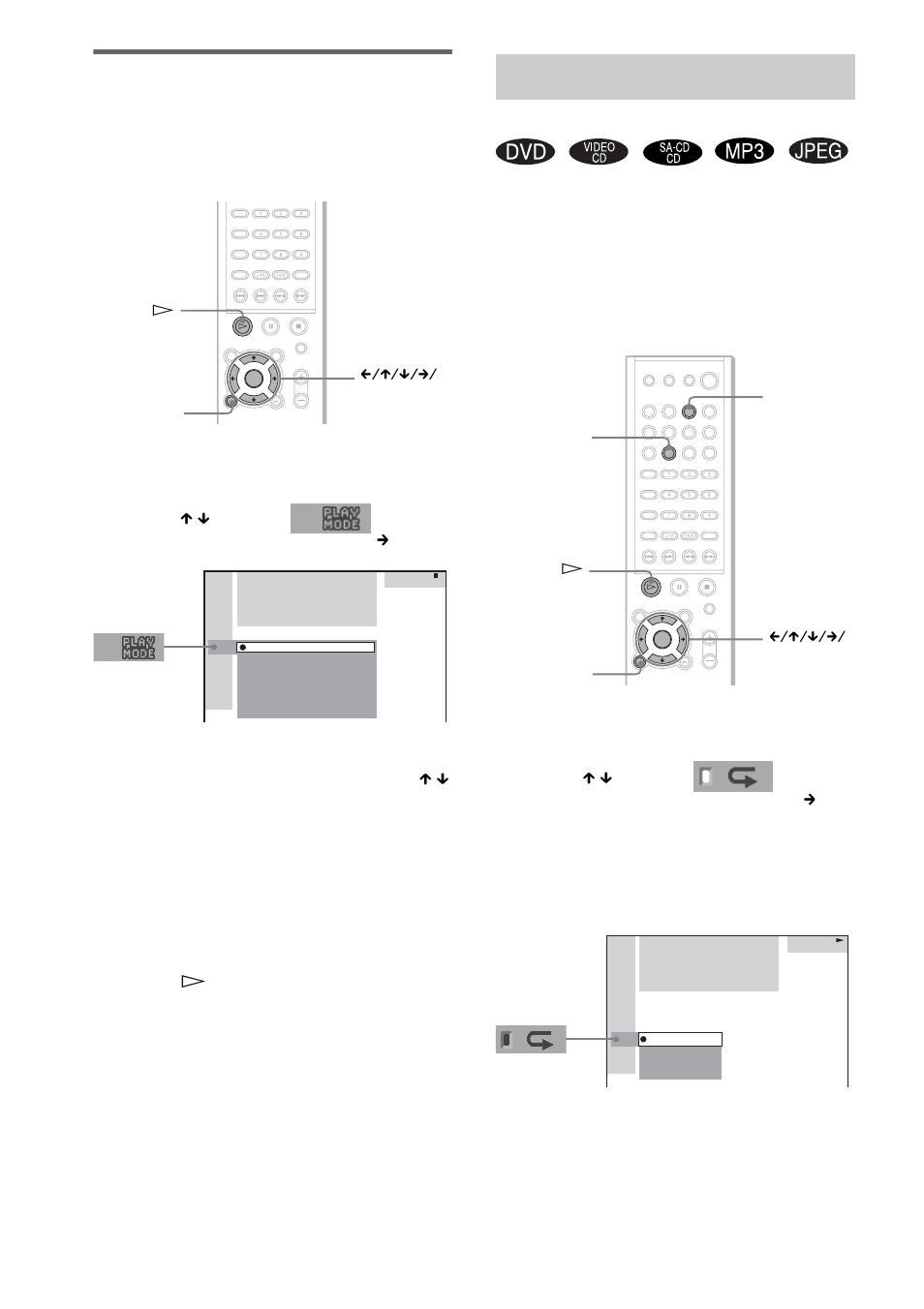 Playing repeatedly, Setting the shuffle mode in the control menu | Sony DAV-FC8 User Manual | Page 36 / 92