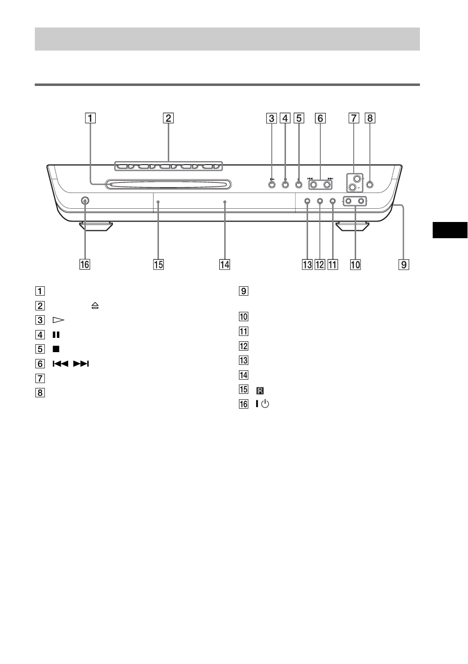 Index to parts and controls, Front panel | Sony DAV-FC8 User Manual | Page 81 / 92