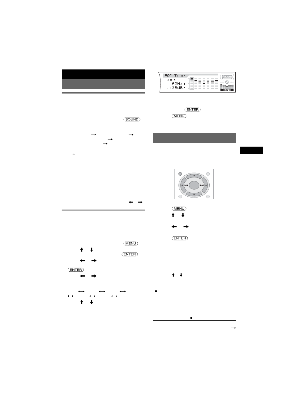 Other functions, Changing the sound settings, Adjusting the sound characteristics | Adjusting the equalizer curve - eq7 tune, Adjusting menu items - menu, Eq7 tune, Adjusting menu items — menu, Other functions changing the sound settings | Sony CDX-F7750S User Manual | Page 11 / 108