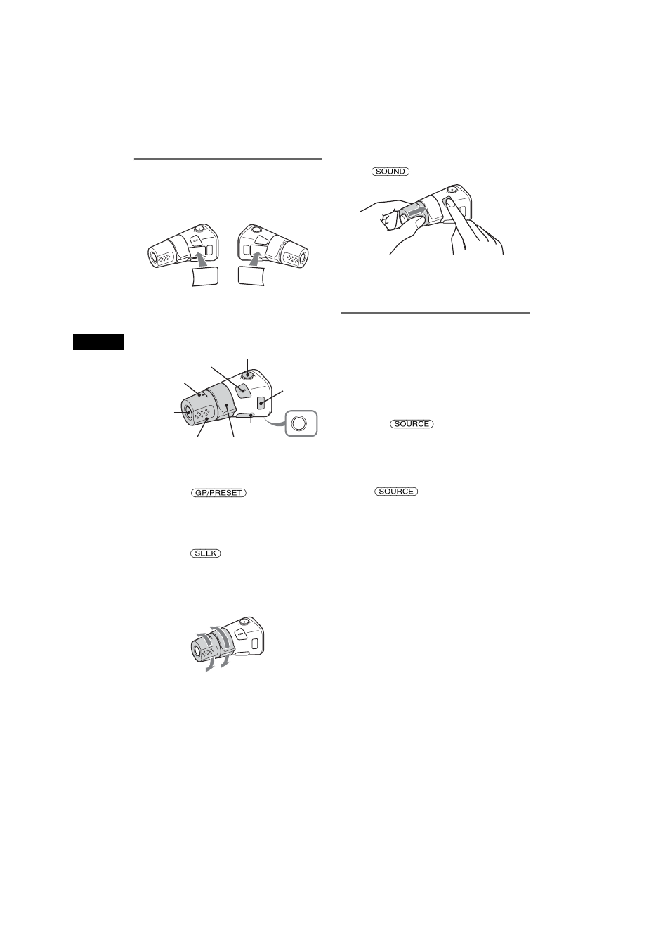 Rotary commander rm-x4s, Auxiliary audio equipment, Rotary commander rm-x4s auxiliary audio equipment | Attaching the label, Location of controls, Changing the operative direction, Selecting auxiliary equipment | Sony CDX-F7750S User Manual | Page 14 / 108