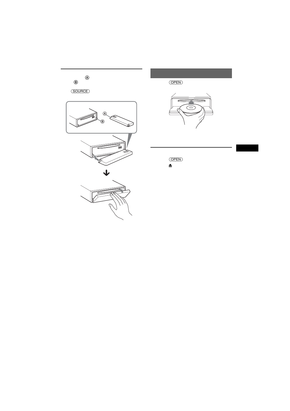 Attaching the front panel, Inserting the disc in the unit, Ejecting the disc | Sony CDX-F7750S User Manual | Page 5 / 108