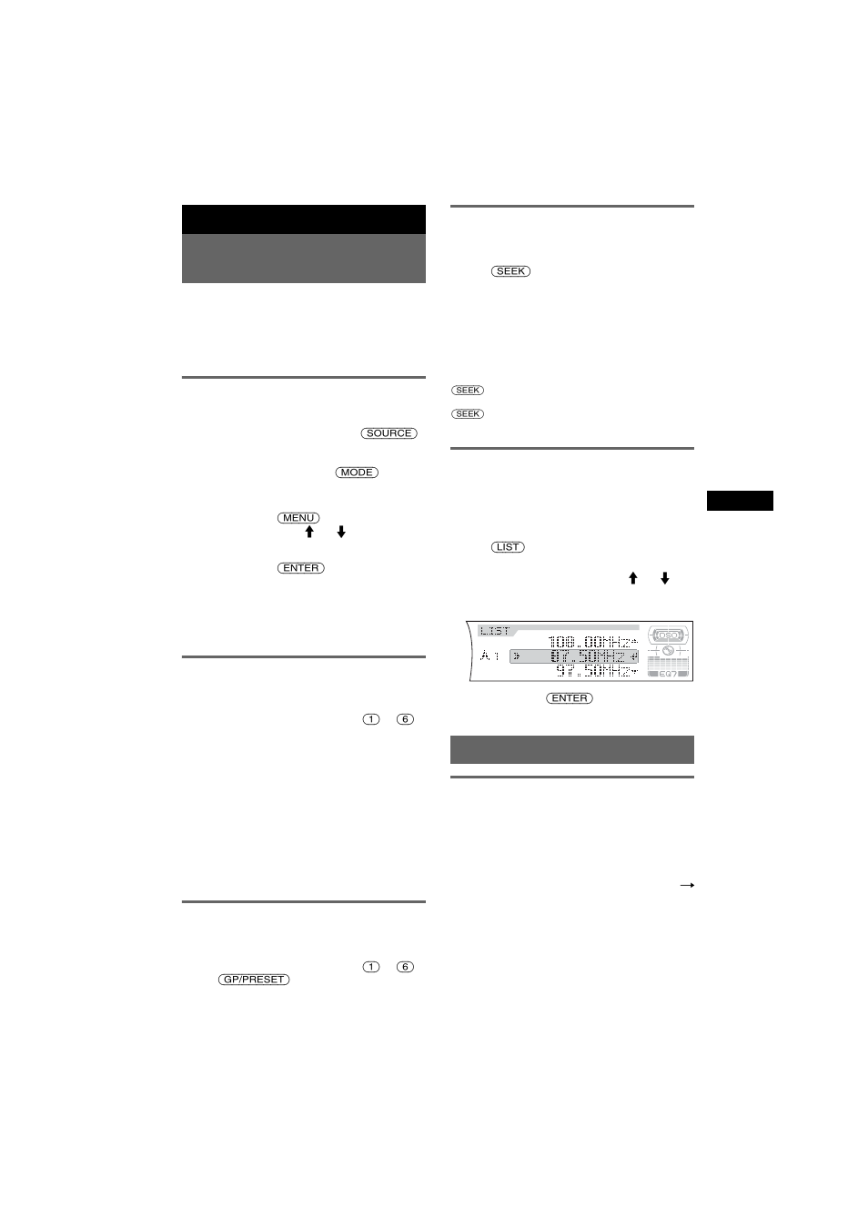 Radio, Réception et mémorisation des stations, Mémorisation automatique - btm | Mémorisation manuelle, Réception des stations mémorisées, Recherche automatique des fréquences, Réception d’une station via une liste - list, Fonction rds, Aperçu, List | Sony CDX-F7750S User Manual | Page 51 / 108