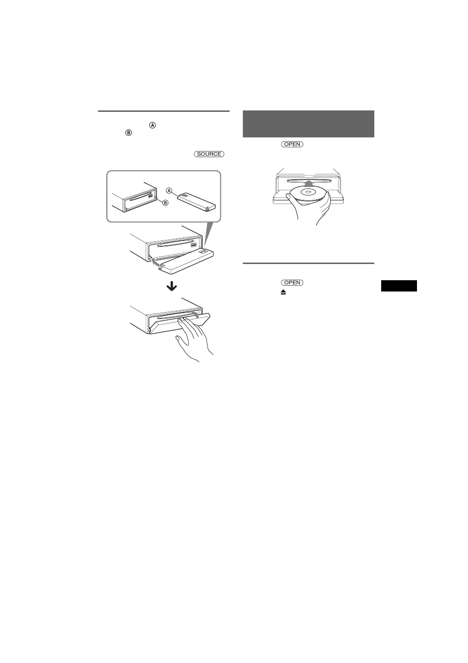 Installazione del pannello anteriore, Inserimento del disco nell’apparecchio, Estrazione del disco | Sony CDX-F7750S User Manual | Page 69 / 108