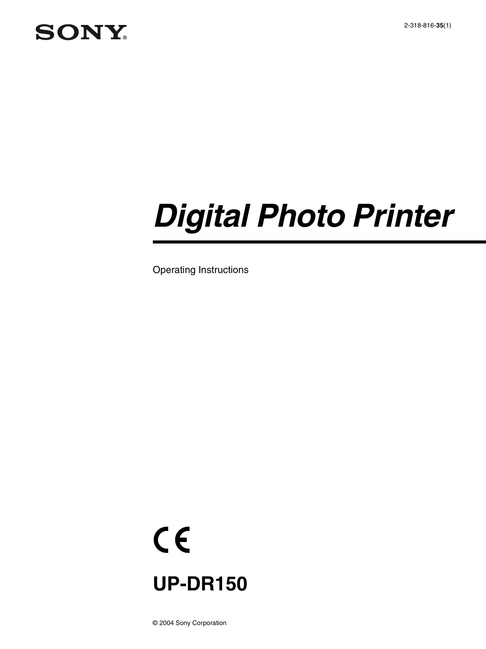 Sony UP-DR150 User Manual | 34 pages