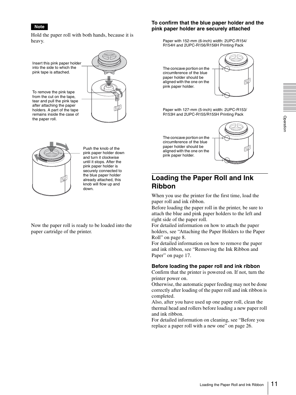 Loading the paper roll and ink ribbon | Sony UP-DR150 User Manual | Page 11 / 34