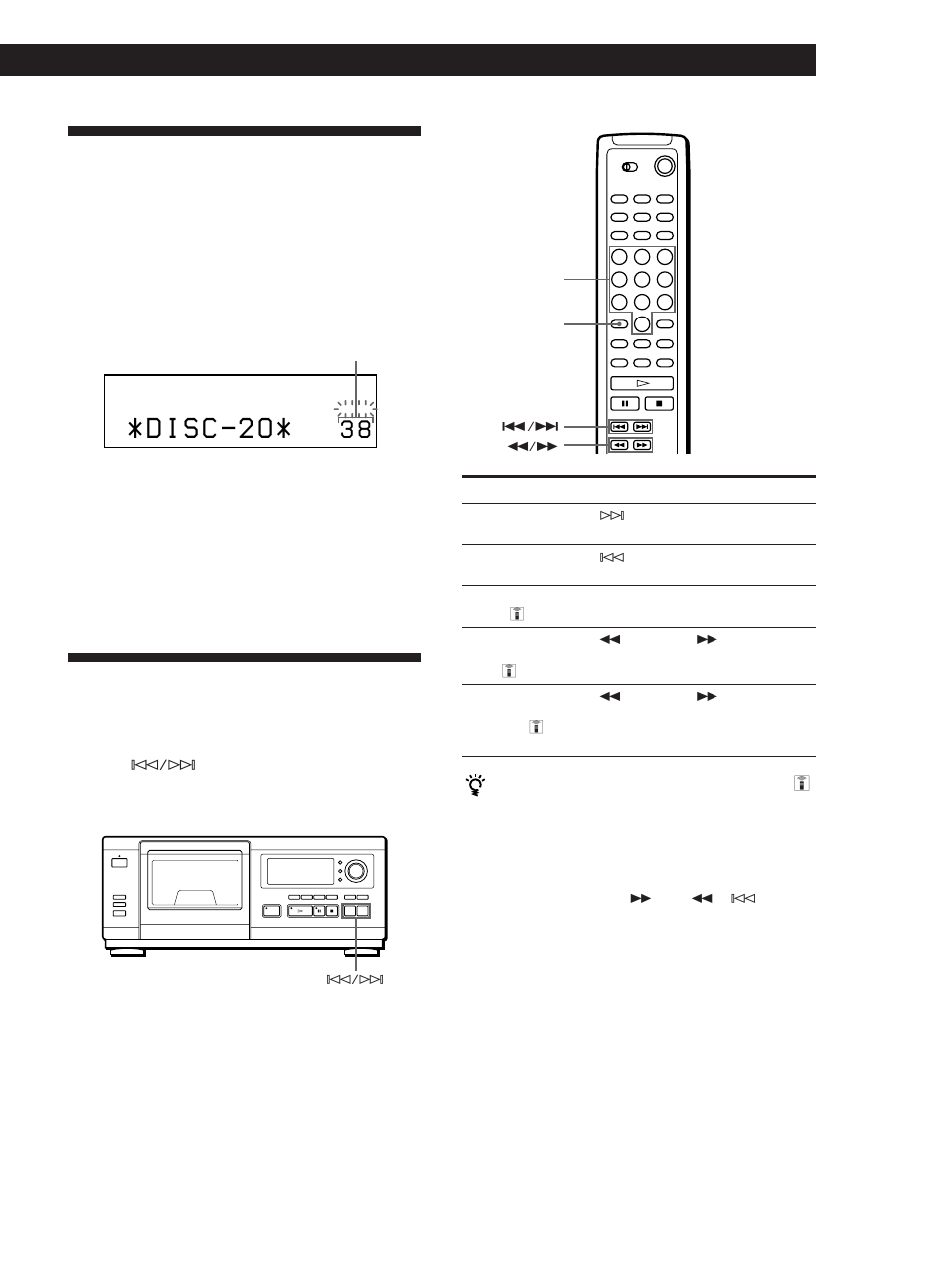 Locating a specific track or a point in a track, Specifying the next disc to play, Playing cds getting started | Playing cds | Sony CDP-CX55 User Manual | Page 15 / 28