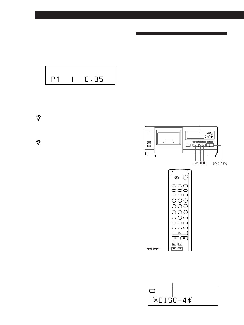P 1 1 o . 3 5, Controlling another cd player (mega control), Playing cds 3 | Sony CDP-CX55 User Manual | Page 20 / 28