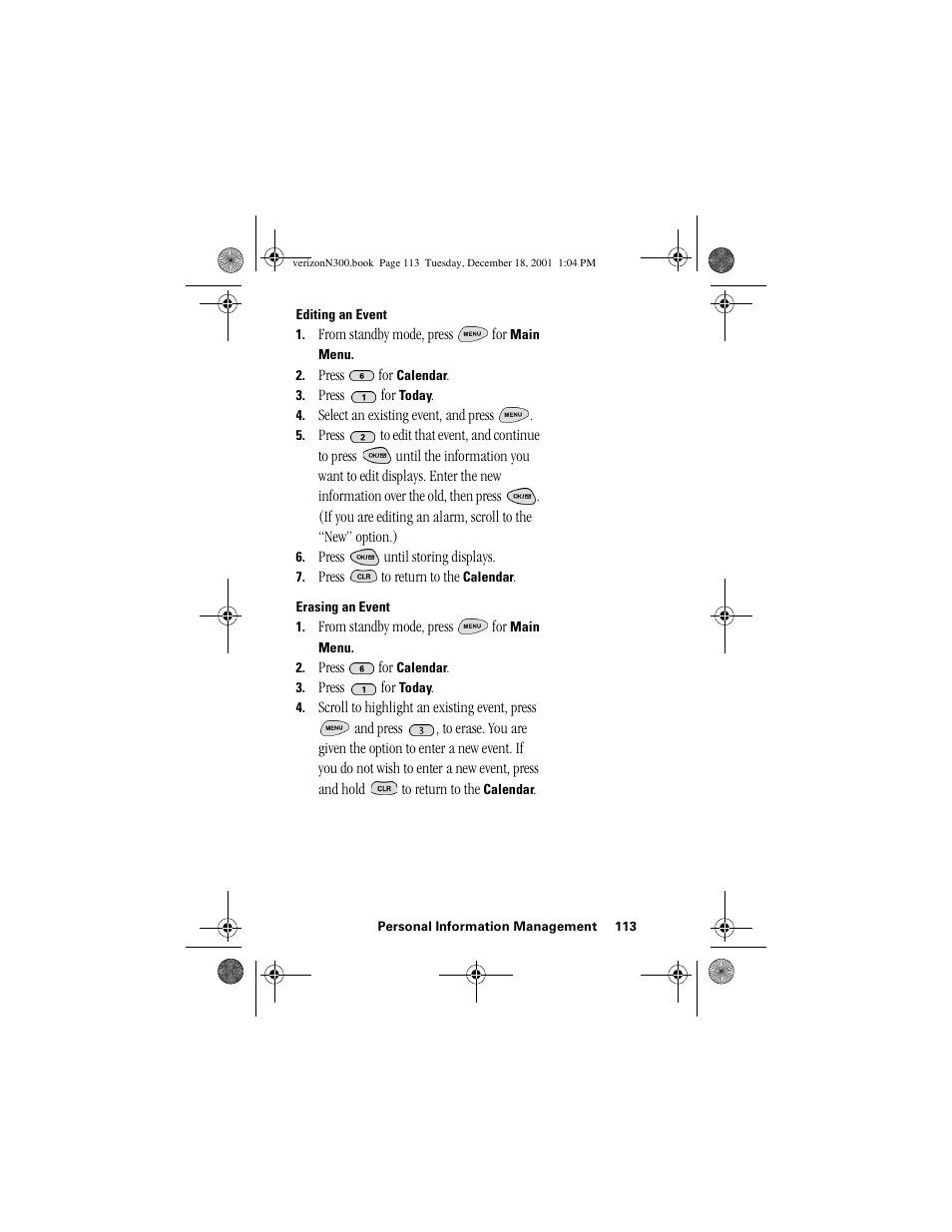 Heading 3 - editing an event, Heading 3 - erasing an event | Samsung SCH-N300 User Manual | Page 113 / 198