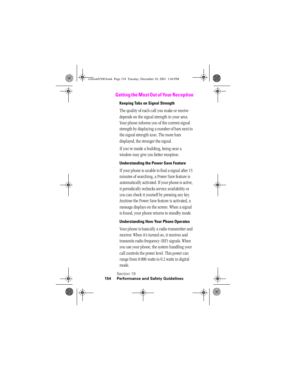 Heading 2 - getting the most out of your reception, Heading 3 - keeping tabs on signal strength, Heading 3 - understanding the power save feature | Heading 3 - understanding how your phone operates, Getting the most out of your reception | Samsung SCH-N300 User Manual | Page 154 / 198