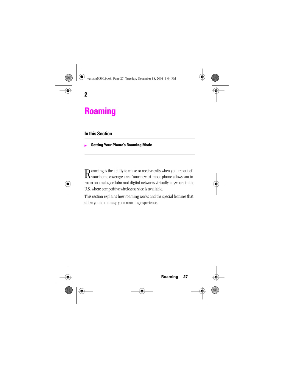 Heading 1 - roaming, Roaming | Samsung SCH-N300 User Manual | Page 27 / 198