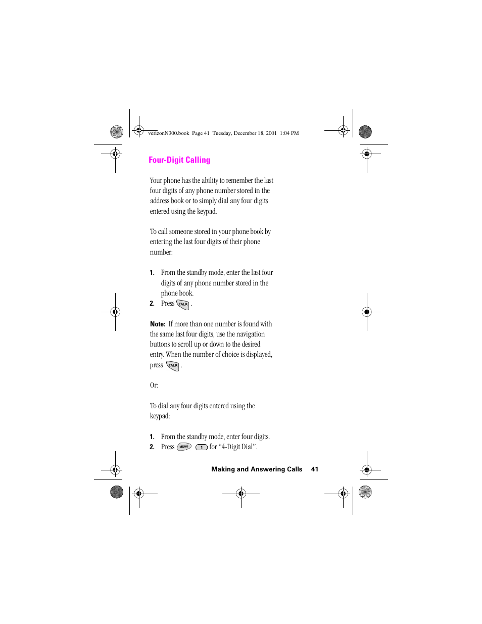 Heading 2 - four-digit calling, Four-digit calling | Samsung SCH-N300 User Manual | Page 41 / 198