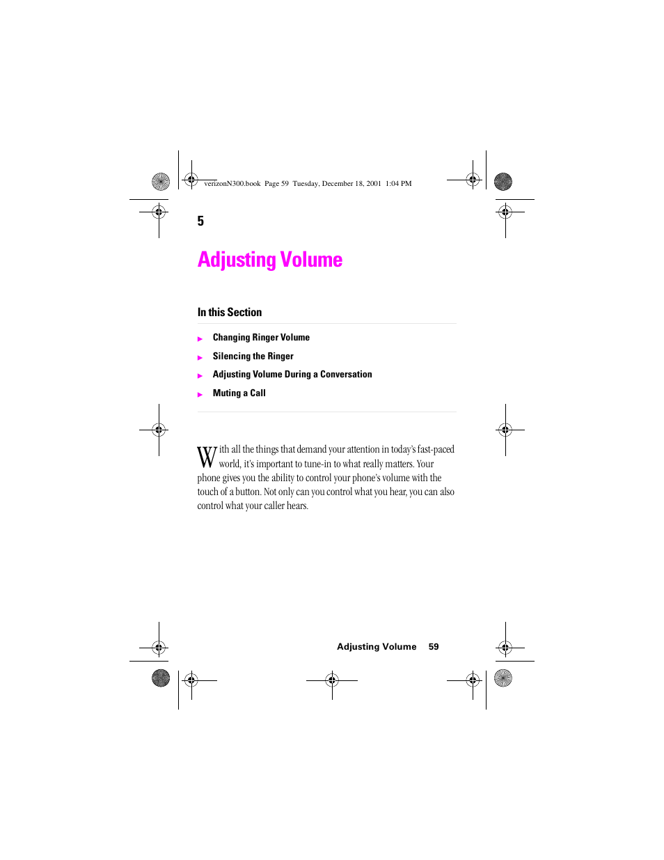 Heading 1 - adjusting volume, Adjusting volume | Samsung SCH-N300 User Manual | Page 59 / 198