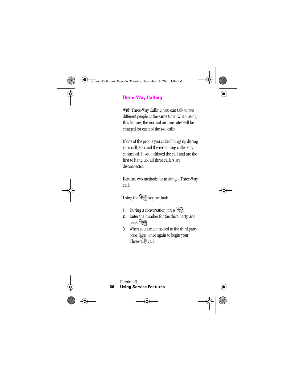 Heading 2 - three-way calling, Three-way calling | Samsung SCH-N300 User Manual | Page 66 / 198