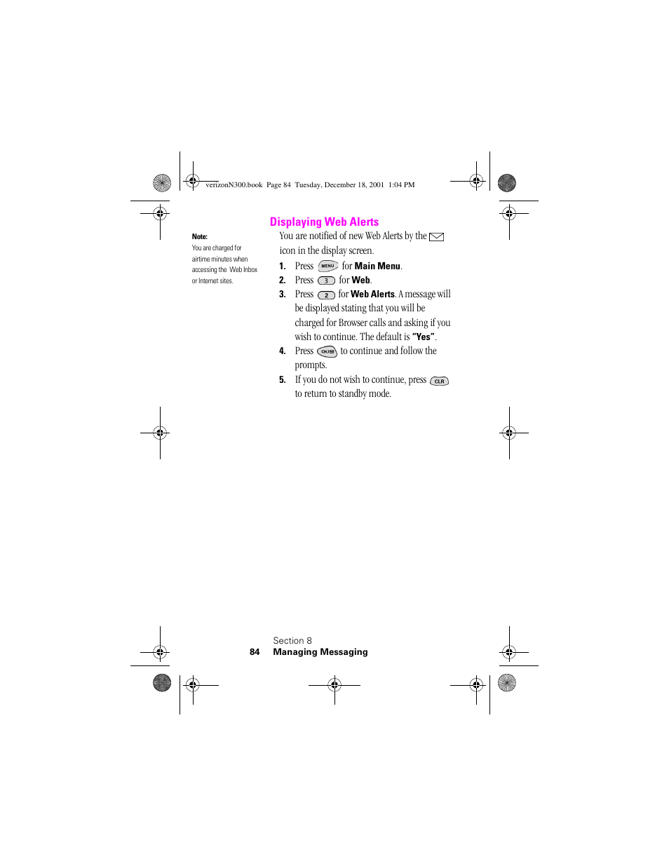 Heading 2 - displaying web alerts, Displaying web alerts | Samsung SCH-N300 User Manual | Page 84 / 198