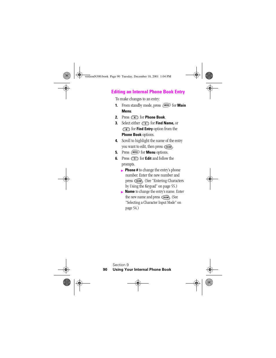 Heading 2 - editing an internal phone book entry, Editing an internal phone book entry | Samsung SCH-N300 User Manual | Page 90 / 198