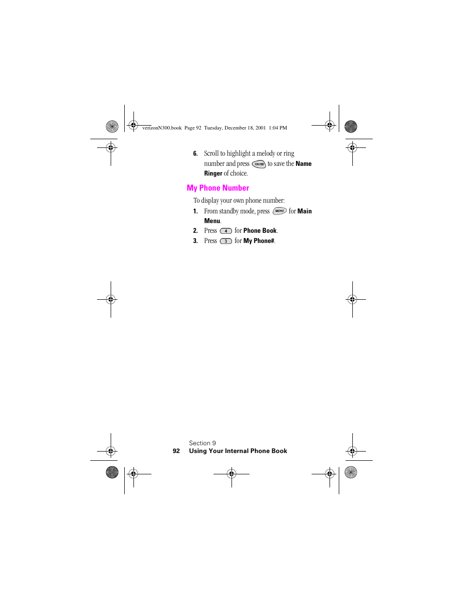 Heading 2 - my phone number, My phone number | Samsung SCH-N300 User Manual | Page 92 / 198