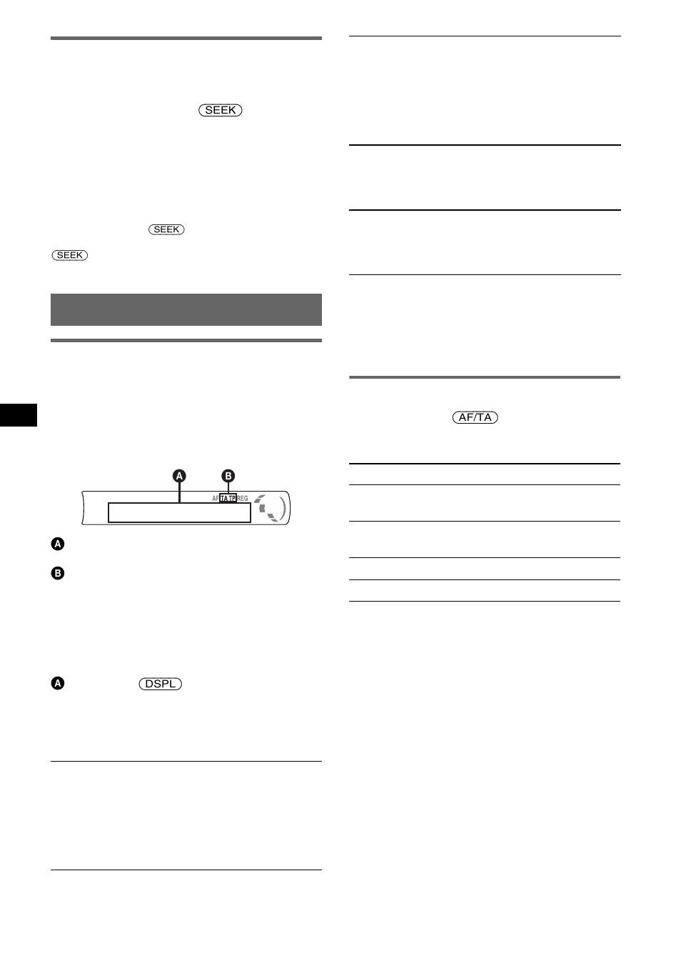 Automatisches einstellen von sendern, Übersicht, Einstellen von af und ta | Übersicht einstellen von af und ta | Sony CDX-GT212 User Manual | Page 22 / 80