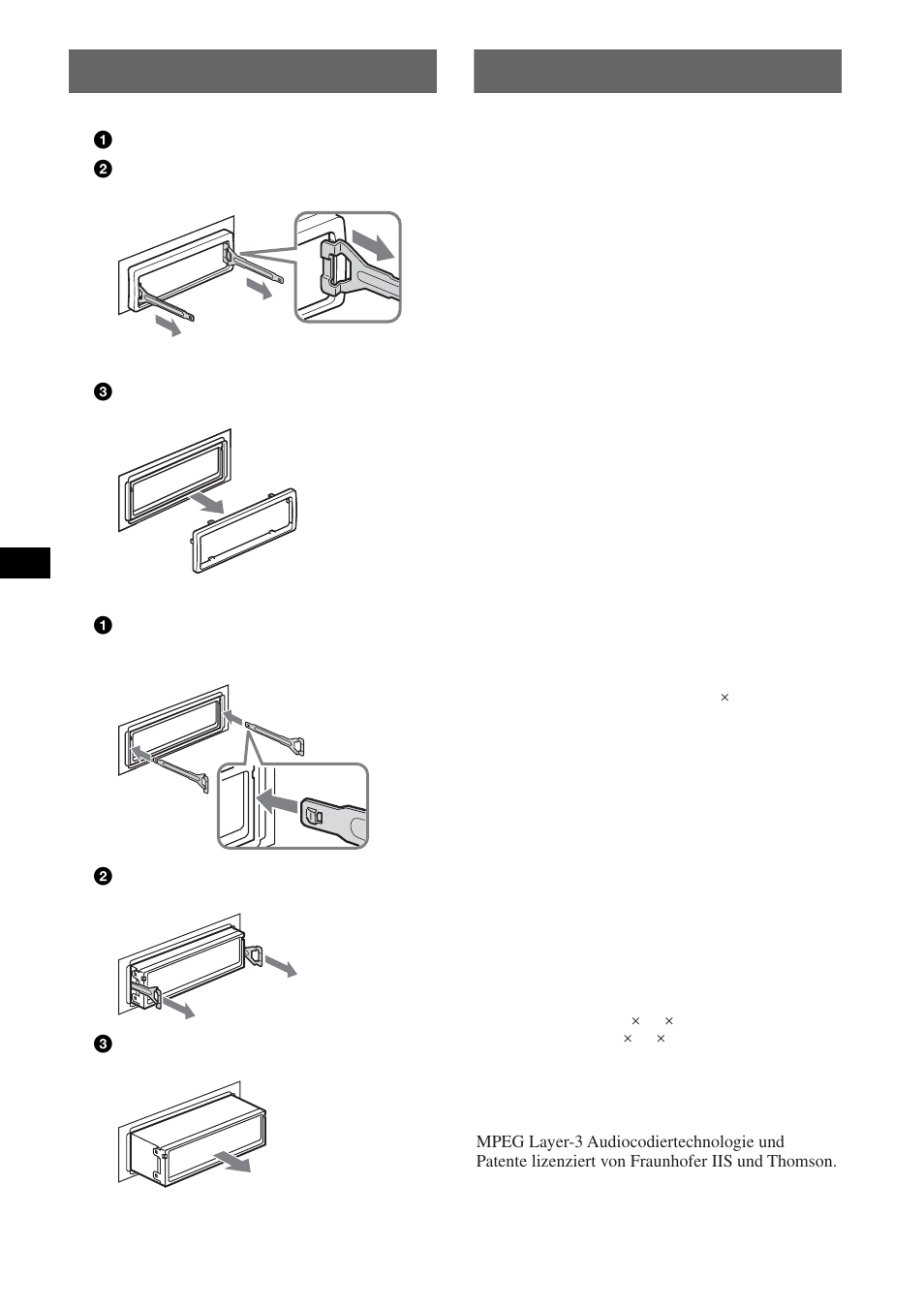 Ausbauen des geräts, Technische daten, Ausbauen des geräts technische daten | Sony CDX-GT212 User Manual | Page 28 / 80