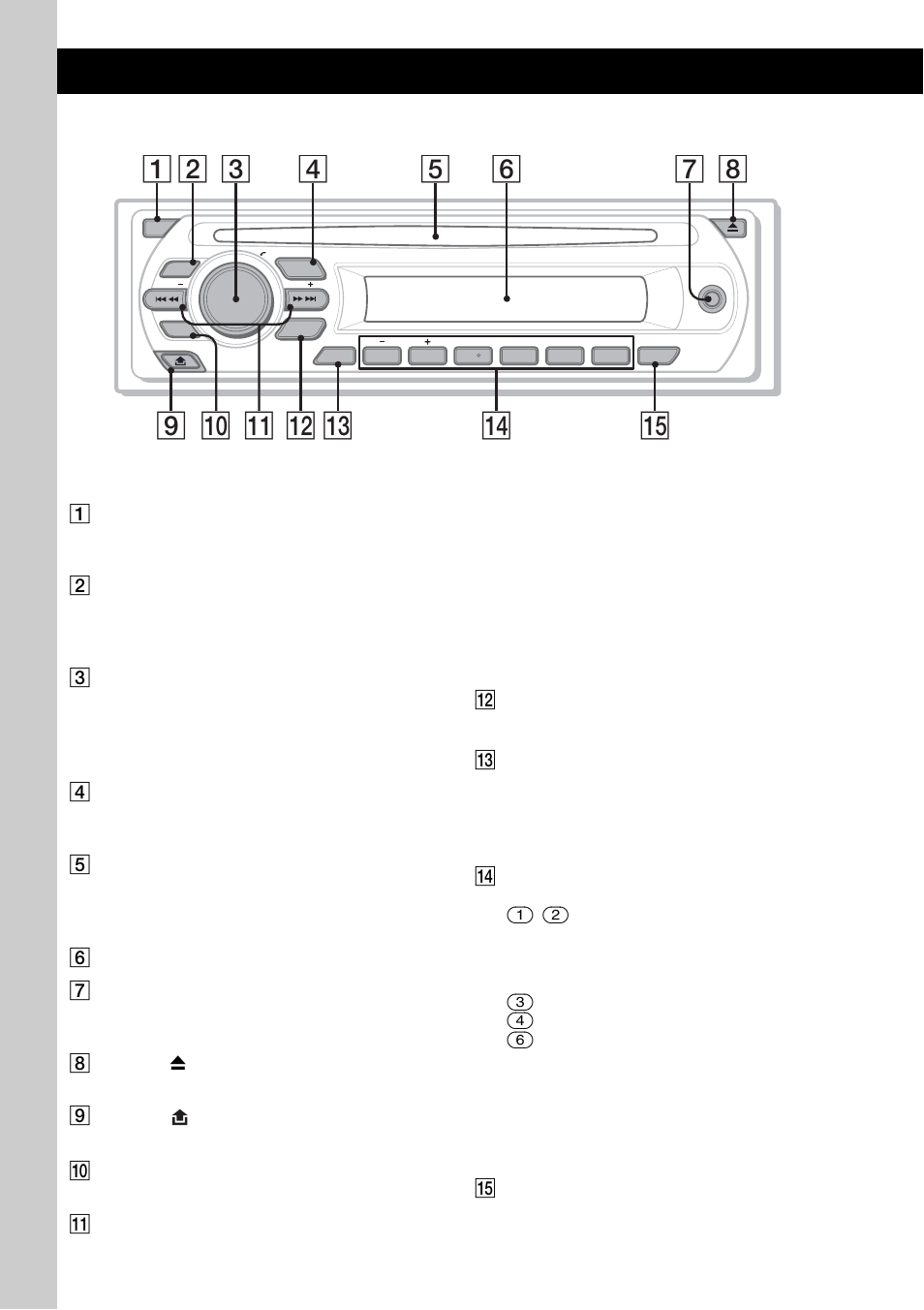 Emplacement des commandes et opérations de base, Appareil principal | Sony CDX-GT212 User Manual | Page 36 / 80