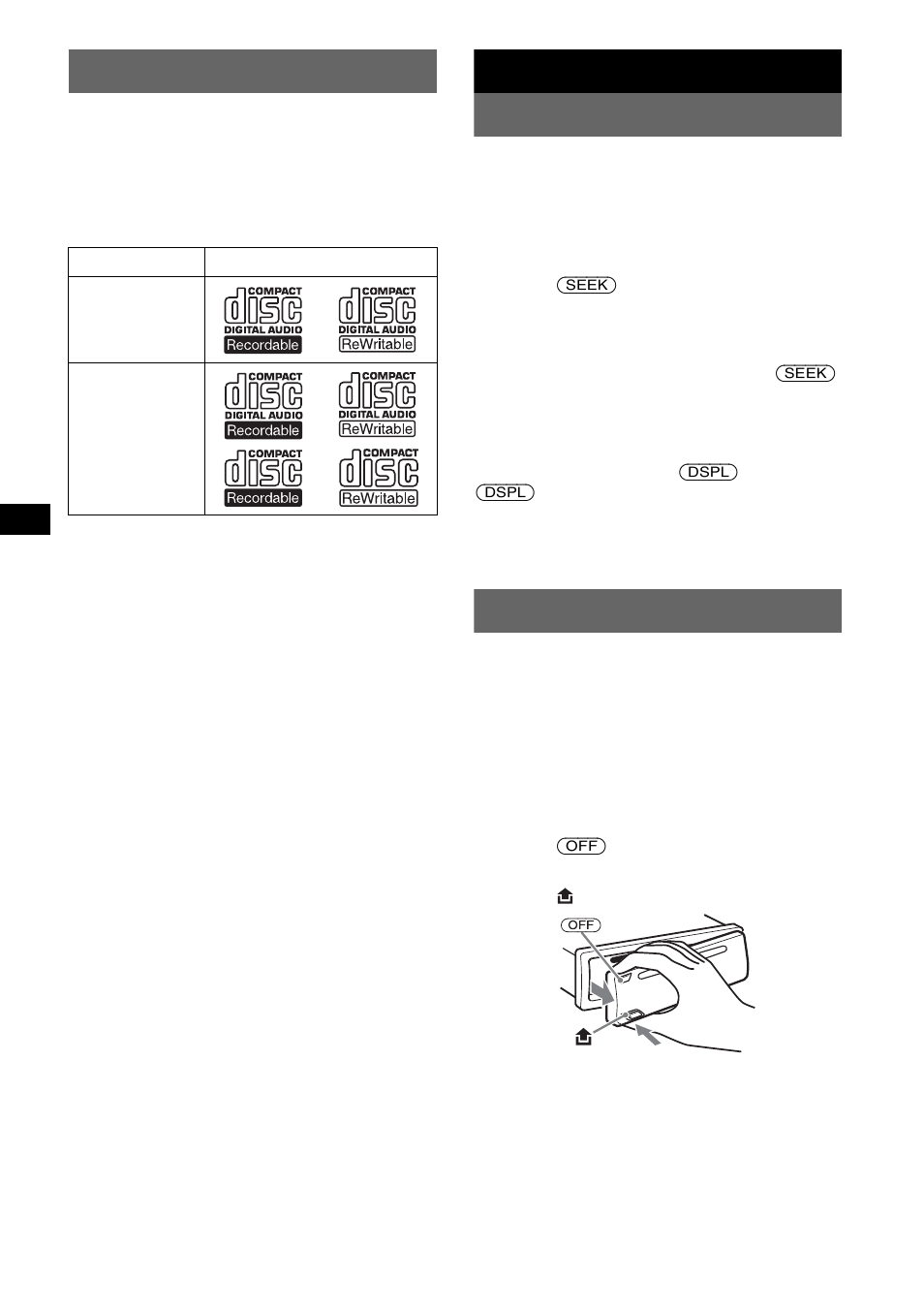 Welcome, Getting started, Setting the clock | Detaching the front panel, Setting the clock detaching the front panel, Getting started setting the clock | Sony CDX-GT212 User Manual | Page 4 / 80