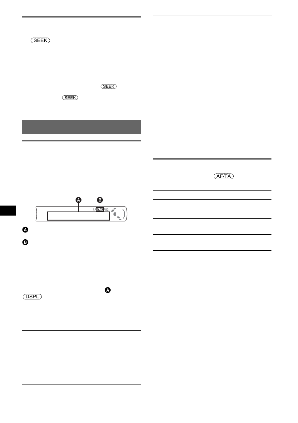 Sintonizzazione automatica, Panoramica, Impostazione dei modi af e ta | Panoramica impostazione dei modi af e ta | Sony CDX-GT212 User Manual | Page 54 / 80