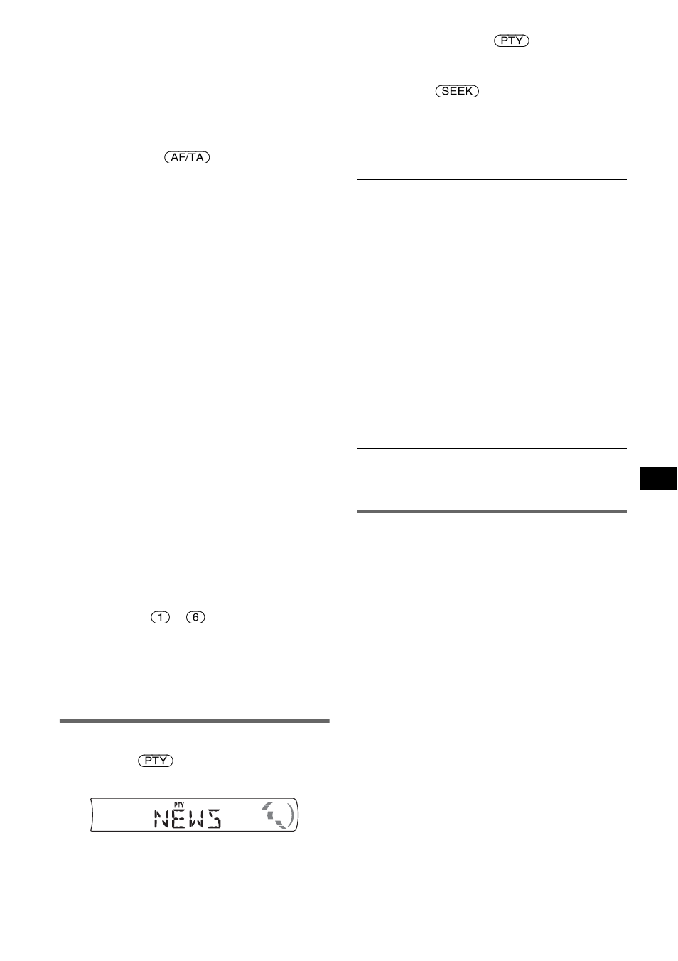 Selezione del modo pty, Impostazione di ct, Selezione del modo pty impostazione di ct | Sony CDX-GT212 User Manual | Page 55 / 80